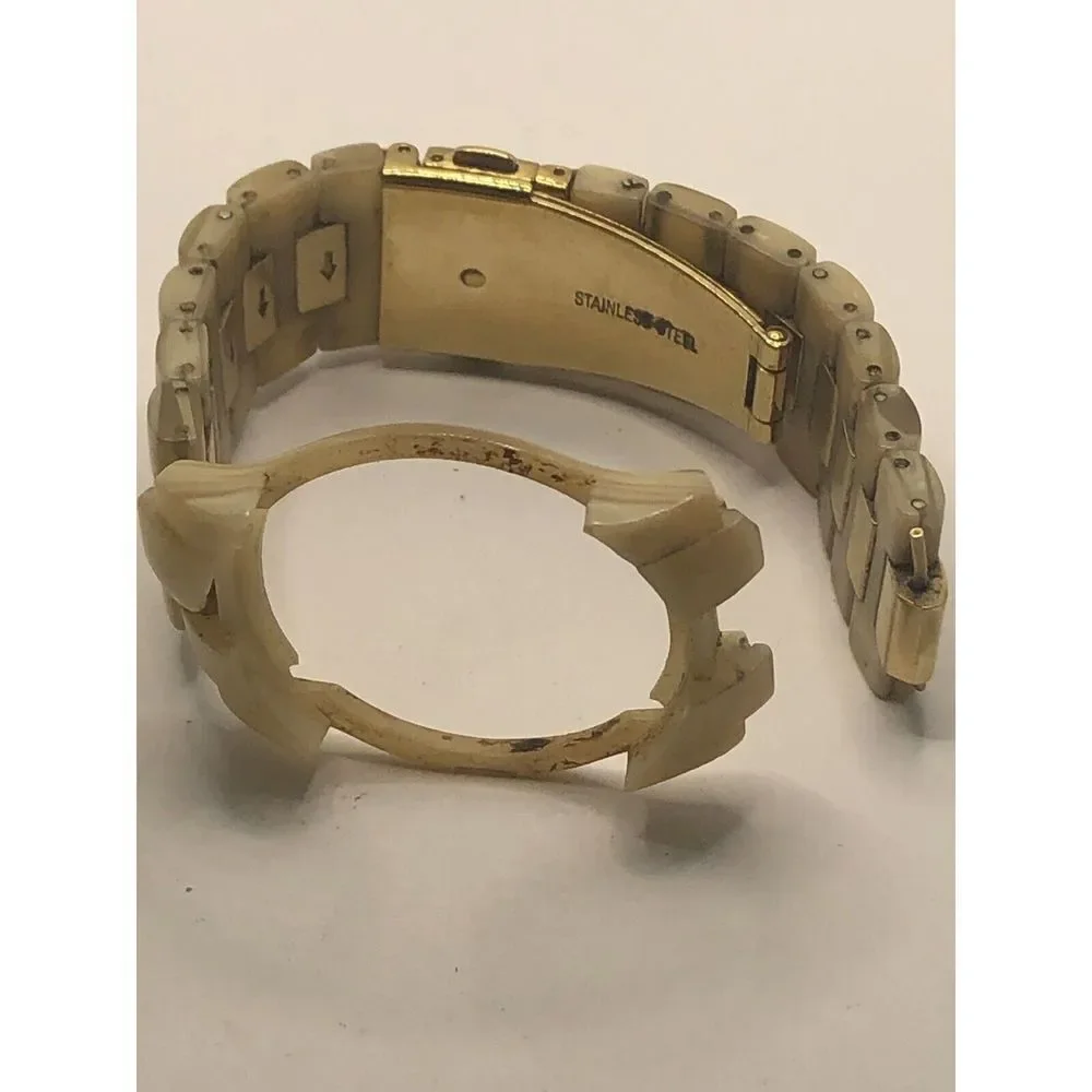 Michael Kors Watch Parts Band 20mm Case 36mm Crystal 2tone Plastic Links PY339